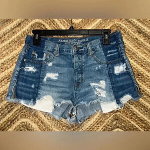 American Eagle Women's Vintage Hi-Rise Festival Destroyed Denim Shorts, Size 4